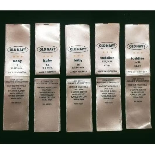 

label merek brand label (main size wash misc) tag old navy baby