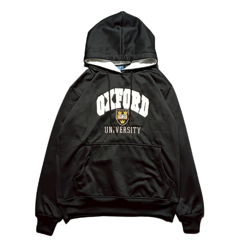 JAKET HOODIE SWEATER OXFORD UNIVERSITY BIG COLLEGE LOGOTYPE BLACK