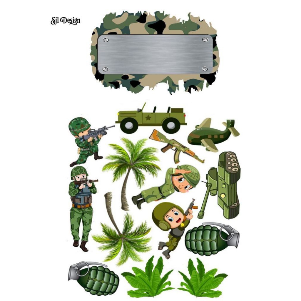 Topper Tentara Jumbo A4/ Topper Cake Happy Birthday / Hiasan Kue Ulang tahun/Kue Tar/Hiasan Buket