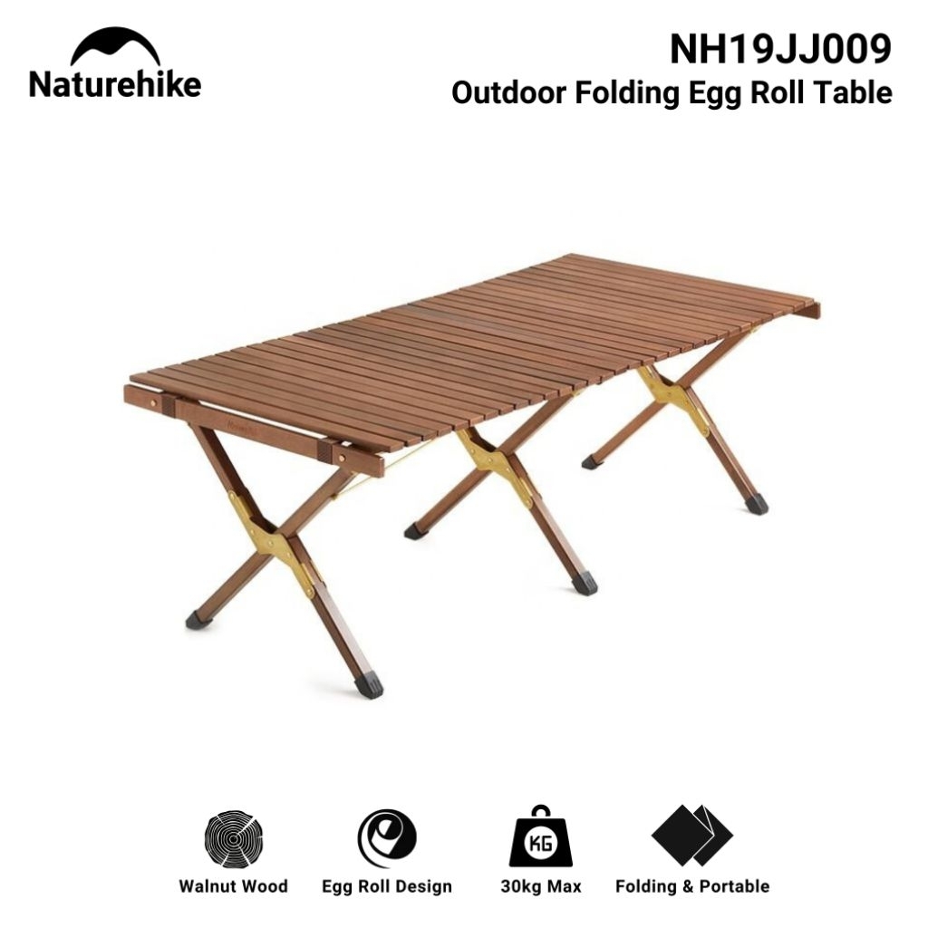MEJA LIPAT KAYU NATUREHIKE NH19JJ009 OUTDOOR CAMPING PIKNIK TRAVELING PORTABLE FOLDING EGG ROLL TABL