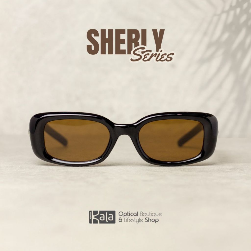 KALA Eyewear - Sherly - Kacamata Hitam Frame Bahan Tebal Pria Wanita unisex Gaya Fashion Retro Vinta