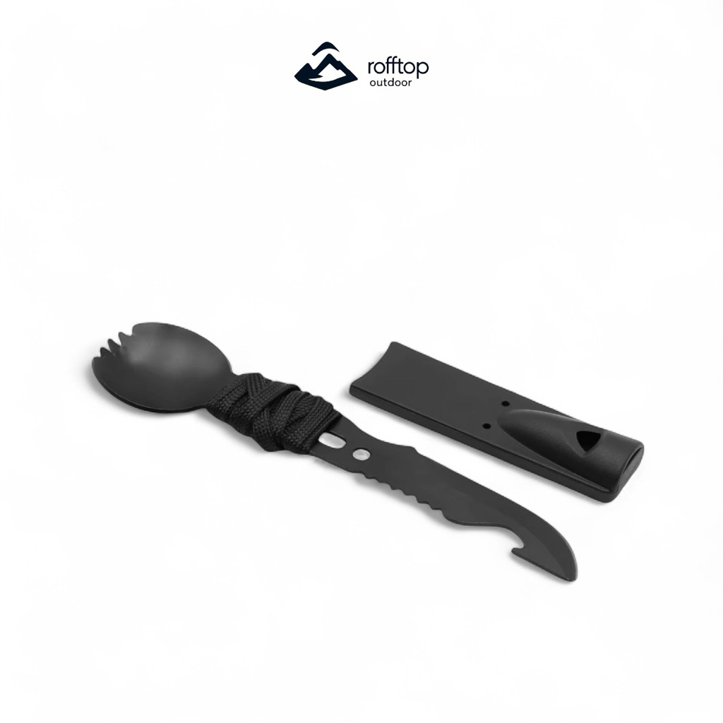 Petrified Fish Sendok Pisau Outdoor Camping EDC Tools Black rooftop