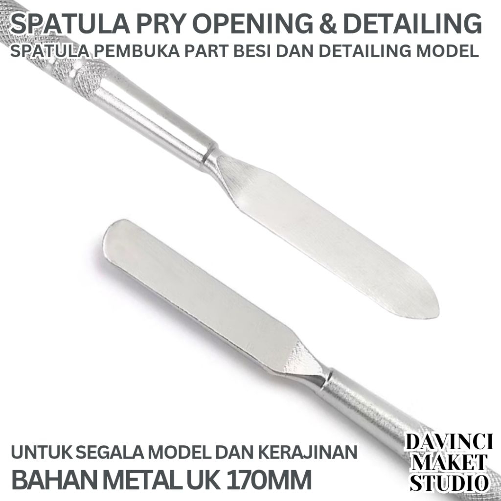 

(SPTL) Spatula Alat Buka Part Dan Detailing Micro Kape Maket Miniatur Diorama Besi Multifungsi - Pen Pry Opening Tools Metal Silver Gundam Tamiya HP Mini Kapi Scriber Parts Art Knives