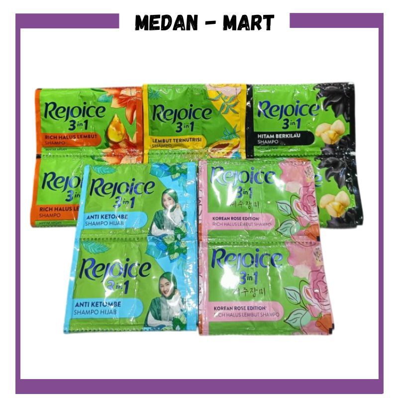 Shampo rejoice sachet isi kemasan 12 sachet 3in1 / conditioner konditioner rejoice 3in1