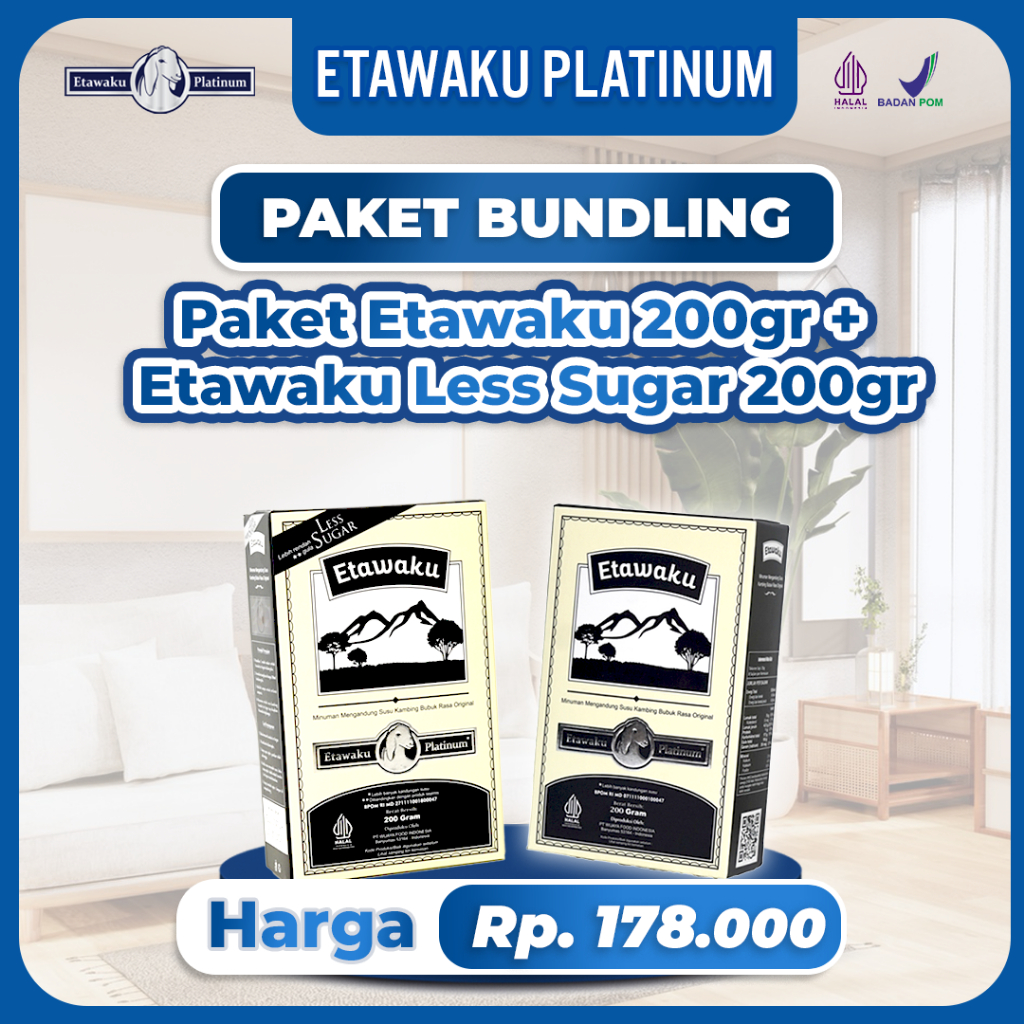 

PROMO BELI 1 Pcs Etawaku Platinum 200 gr + 1 Pcs Etawaku Less Sugar 200 gr Solusi Terbaik untuk Kesehatan Pernapasan