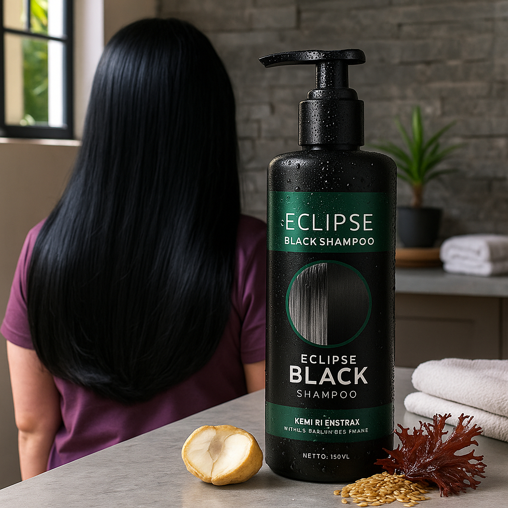 Eclipse Black Shampo Penghitam Uban 150 Ml Black Herbal Natural Shampo Rambut Blackening Shampoo