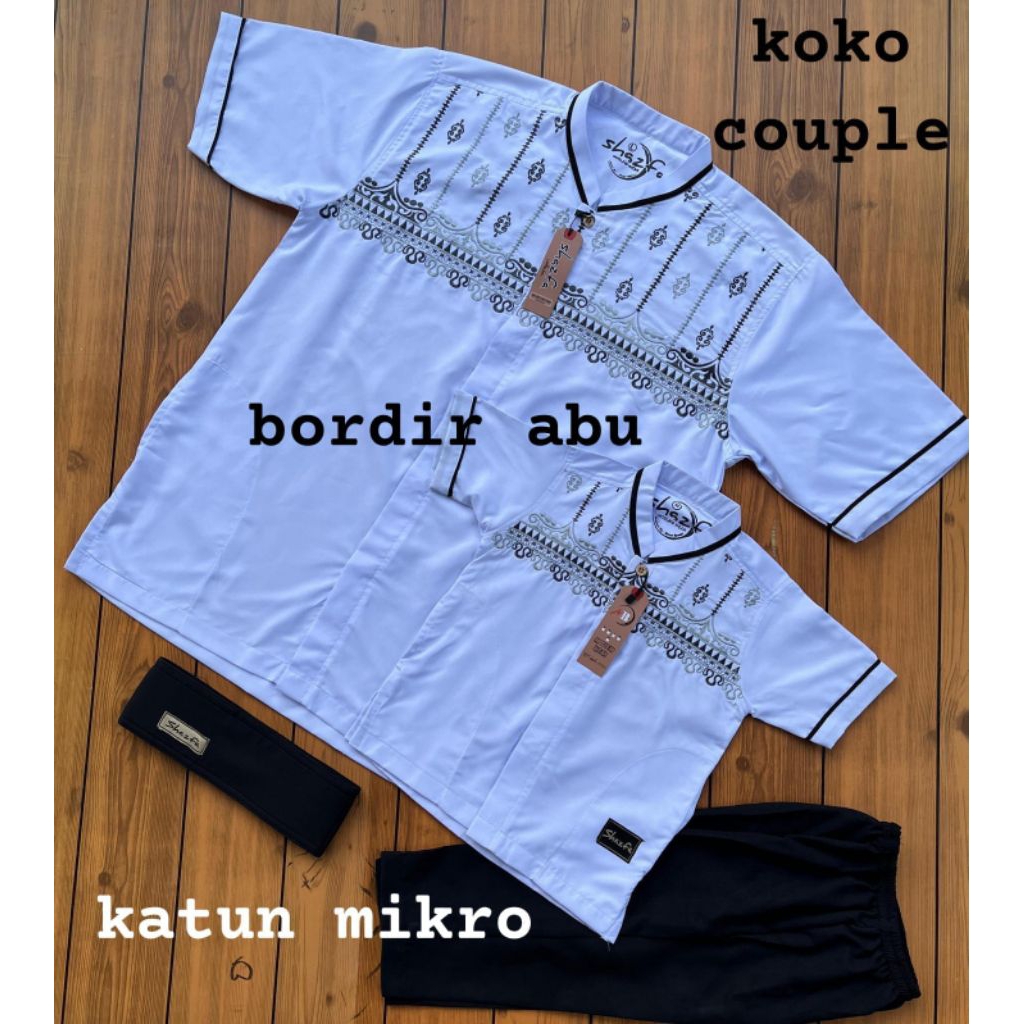 Baju koko couple anak laki laki dan dewasa putih by shazfa collection