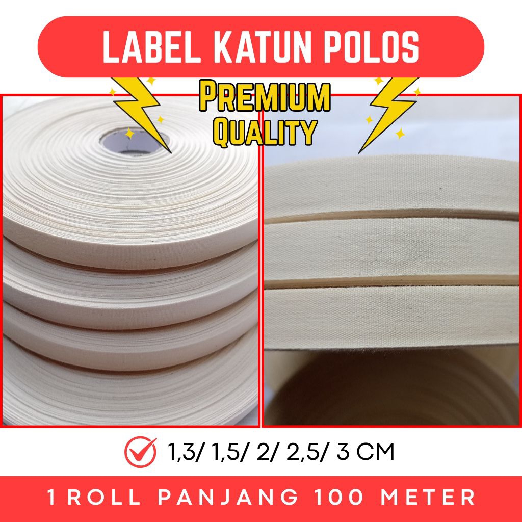

100 METER - LABEL PITA KATUN POLOS