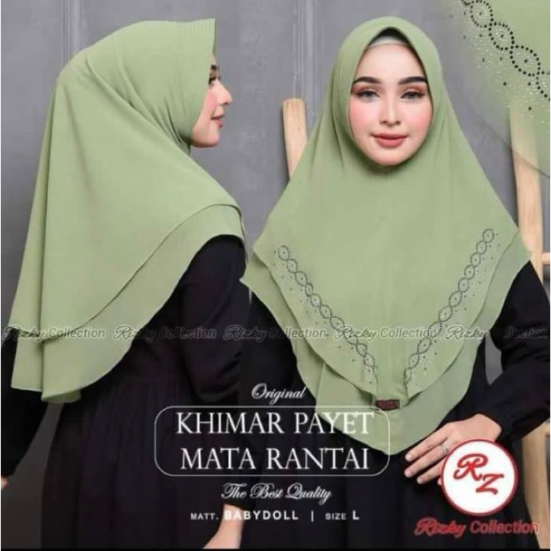 JILBAB KHIMAR PAYET RANTAI CERUTY BABYDOLL 2 LAYER