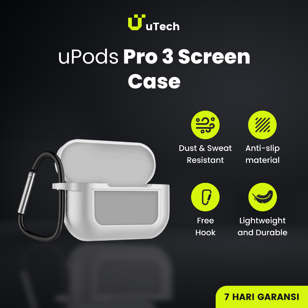 [CASE ONLY] Case / Casing uPods Pro 3 Screen - (Premium Silicone Softcase + Free Hook) - by uTech In