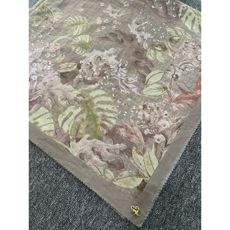 shasa scarves hijab motif warna sage gelap cactus series