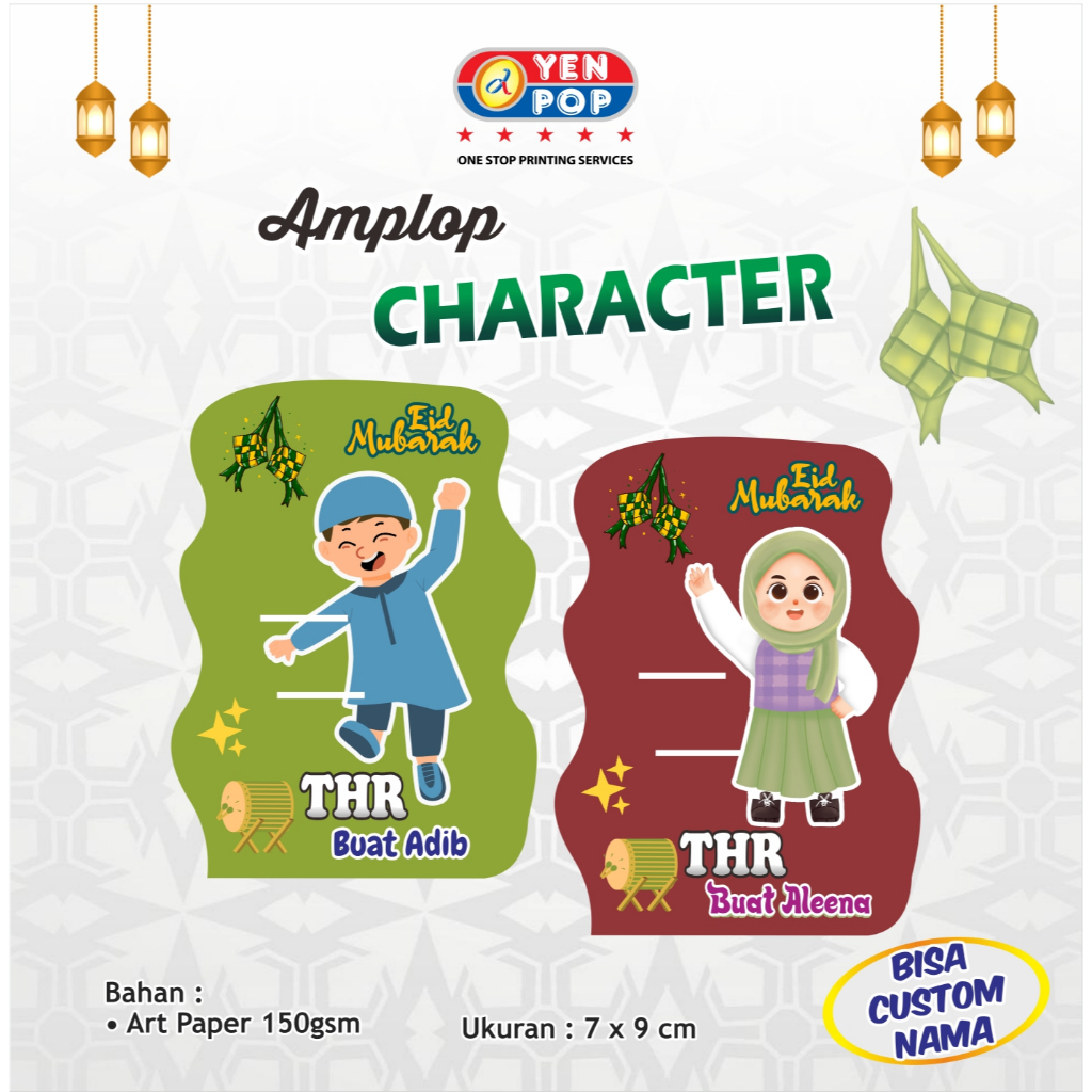 

Amplop Lebaran 3D Viral Cepit Muslim & Muslimah Karakter Eid Mubarak