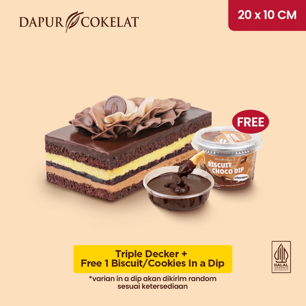 

DAPUR COKELAT - Triple Decker Cake 20x10 cm + Free Choco Dip Series