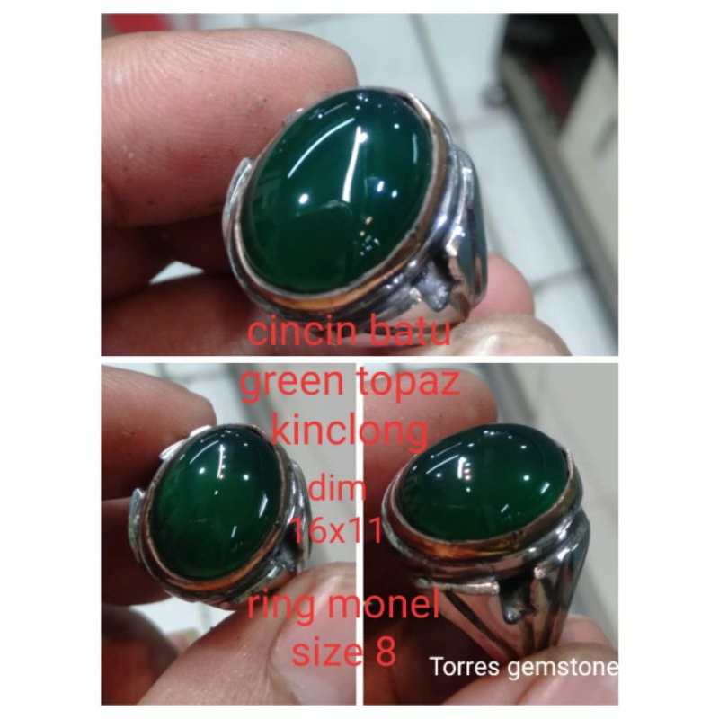 CINCIN BATU AKIK GREEN TOPAS KINCLONG