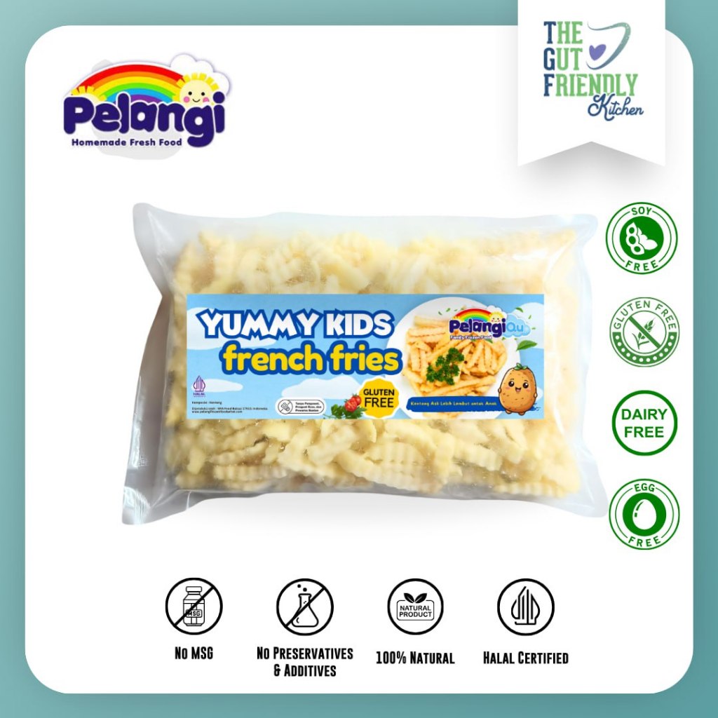 

PELANGI - Yummy French Fries Kids Soy Free, Gluten Free, Dairy Free, Egg Free, Halal Non MSG & Non Pengawet