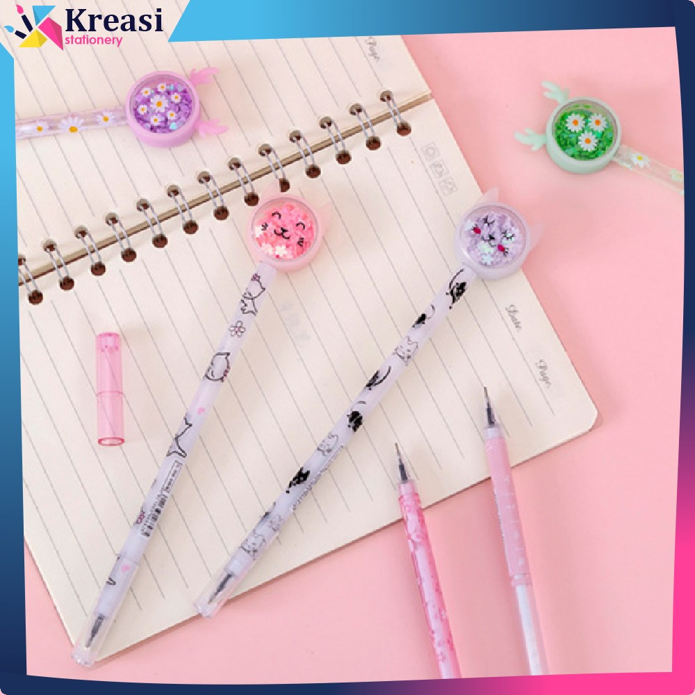 

Pena Cair Gel Bunny 0.5mm Pulpen Pastel Alat Tulis Karakter / Pena Cair Kupu Motif Payet Gliter Ink Gel Perlengkapan Sekolah Kantor Lucu Kreasi Stationery A90