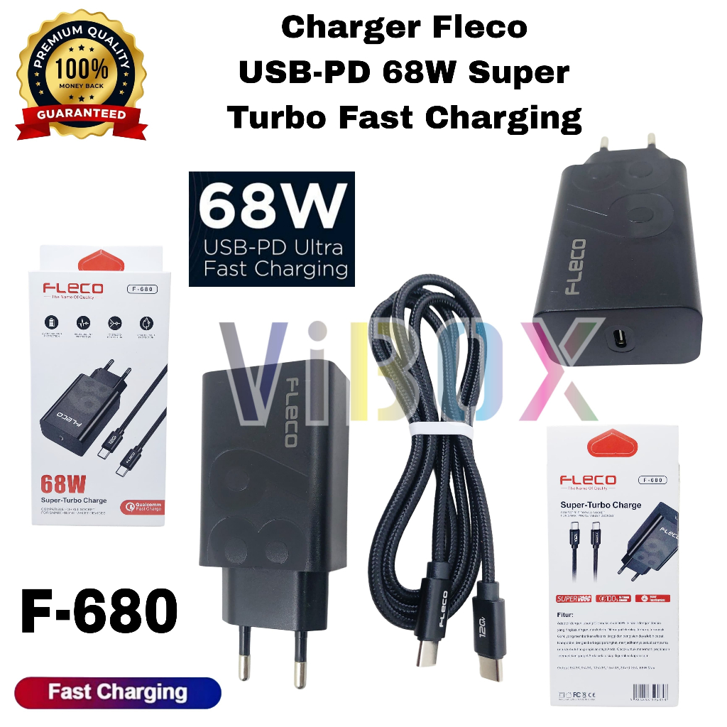 Travel Charger Fleco F-680 68W Type C To C Super Fast Charging BY.FLECO