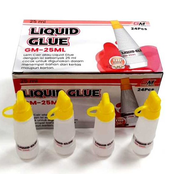 

Grosir Per 1kotakk/24pcs Lem Glue Cair Botol Perekat Serba Guna GM-25ML