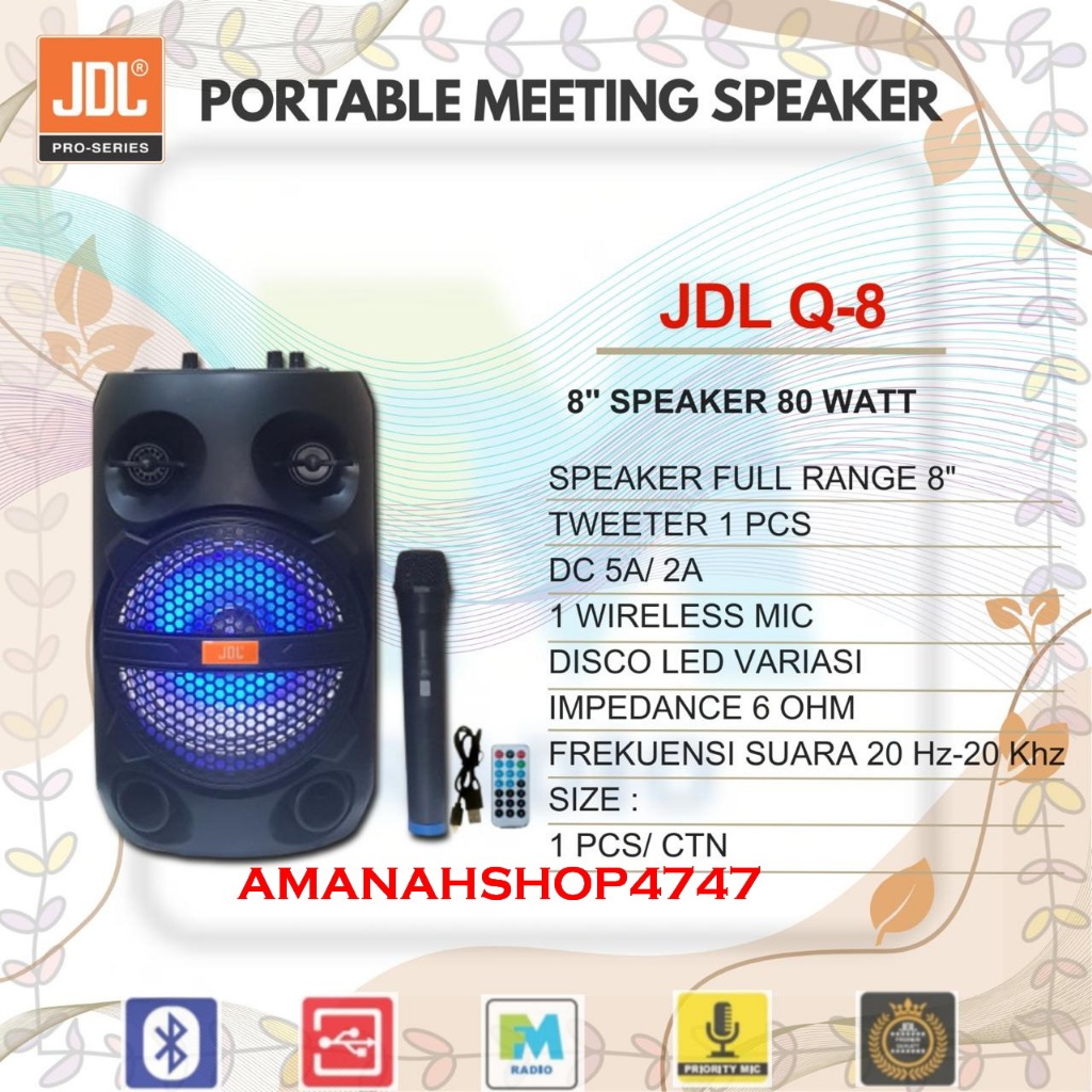 Speaker Meeting  Bluetooth Portable Jdl Q8 Eonn / Speaker Jdl Q-8 Eonn Free Mic