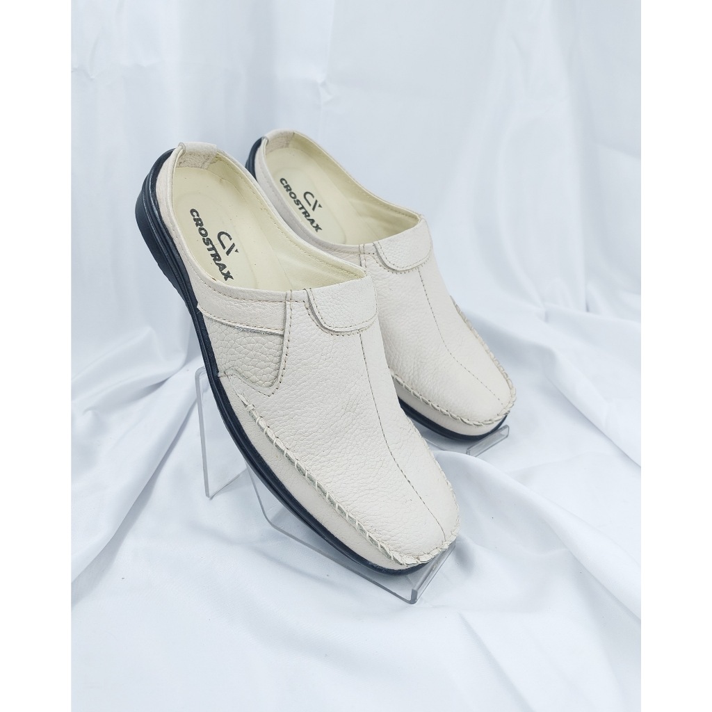 Sandal Bustong Pria Crostrax Kulit ASLI / Sepatu Pria Casual Selop / Sepatu Santai / Sepatu Slip on 