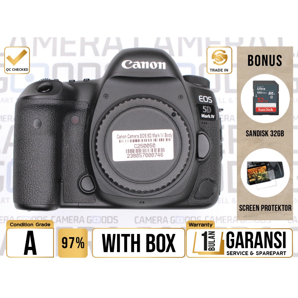 Canon EOS 5D Mark IV DSLR Camera Full Frame Body Only  - Grade A - C250050 Kamera Profesional Digita