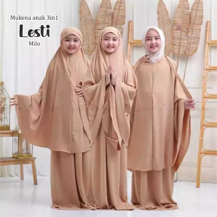 Mukenah Anak Perempuan Crinkle Airflow lesti 3in1 tanggung remaja mukena anak polos lesti terbaru