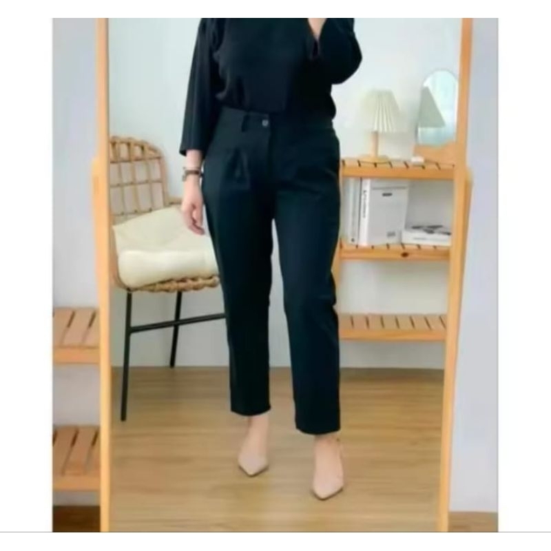 Celana Panjang Hitam Wanita Premium Street Slimfit Celana chinos wanita celana pinggang karet celana