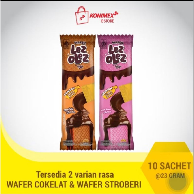 

Wafer Lez Olez + choco sachet 1 renteng @10 pcs 23gr