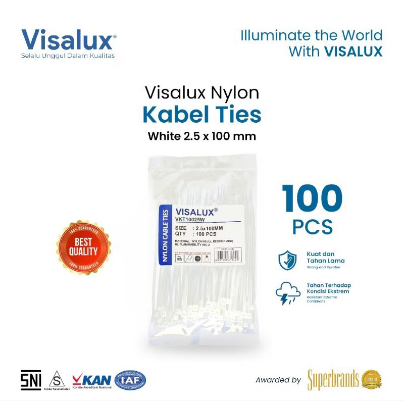 

Kabel ties Visalux 2,5 X 100MM Hitam&Putih
