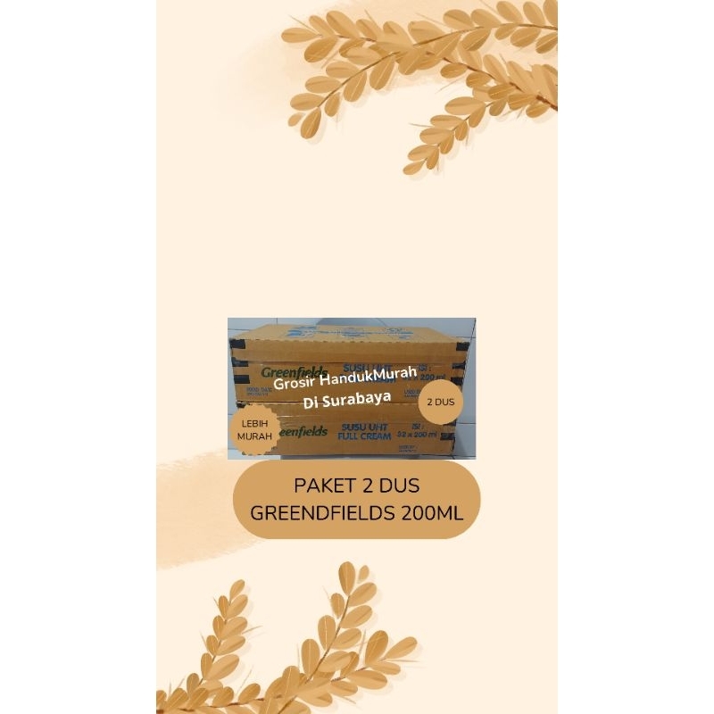 

Paket 2 DUS Susu UHT Greendfields 200ml (Grosir) (Surabaya) (Instant).READY SIAP KIRIM.EXP 2025