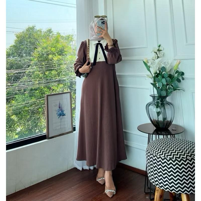 GAMIS LIYRA POLOS KOMBINASI CRINKLE AIRFLOW LD 110 BUSUI FRIENDLY // GAMIS KOMBINASI // GAMIS POLOS 