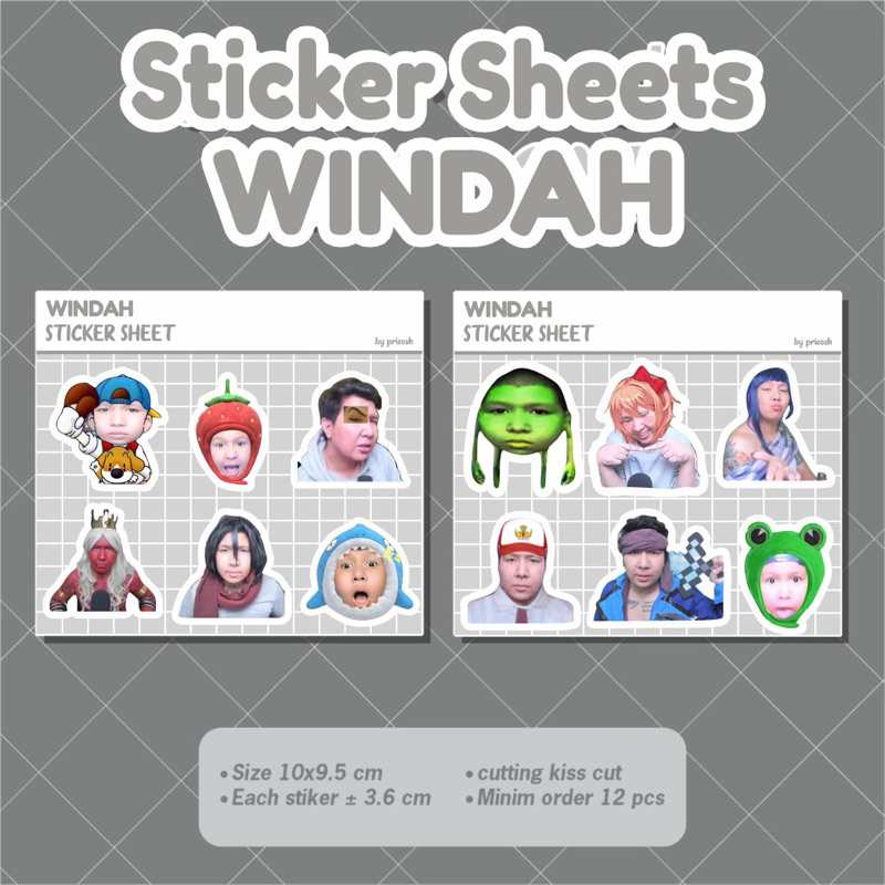 

Sticker Sheets Meme Windah || MINIMAL ORDER 12 SHEET