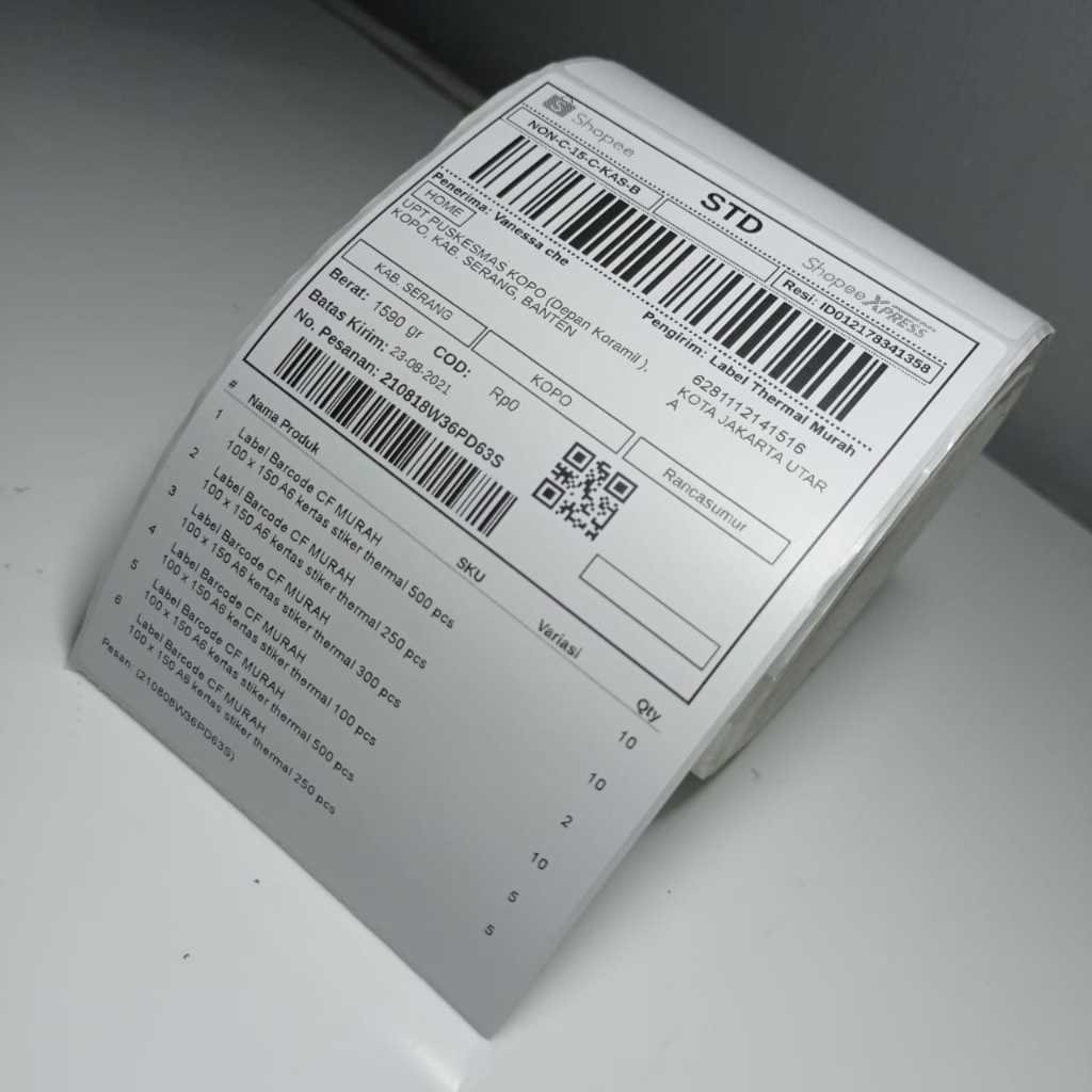

Label Barcode MURAH 78 x 100 kertas stiker thermal 500 pcs 80x100 RJ4