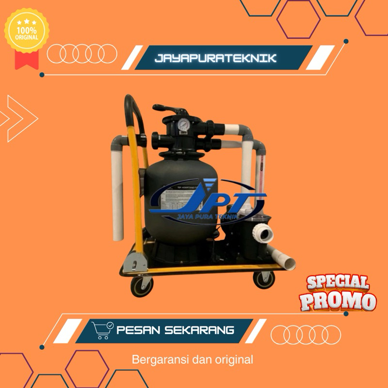 Paket Pompa Kolam Renang 1Hp Set Troli Mesin Vacuum Kolam Renang