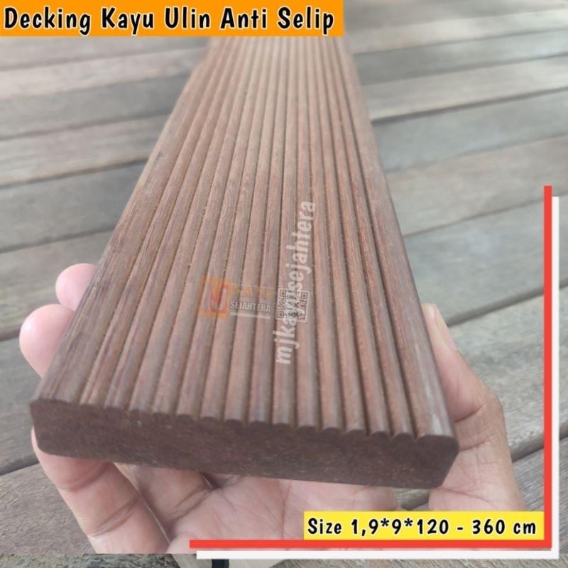 LANTAI KAYU OUTDOOR TERAS DECKING KAYU ULIN ASLI KALIMANTAN 2 x 9 x 120 - 360 cm