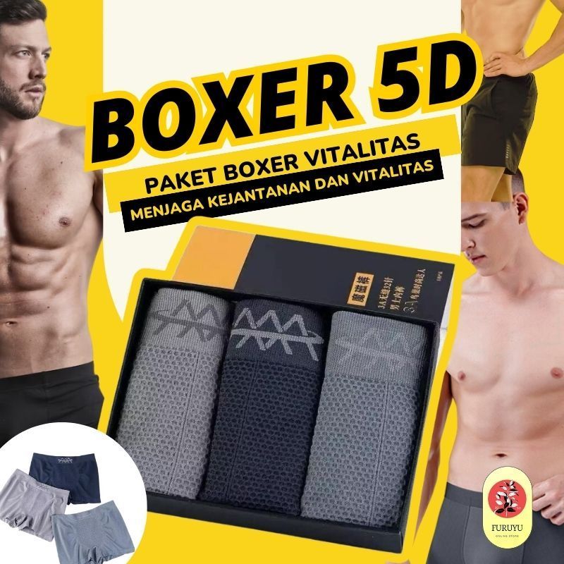 Celana Dalam 5D Magnetic Premium Boxer Therapy Kesehatan Vitalitas Pria Bahan Seamless Original 1 bo