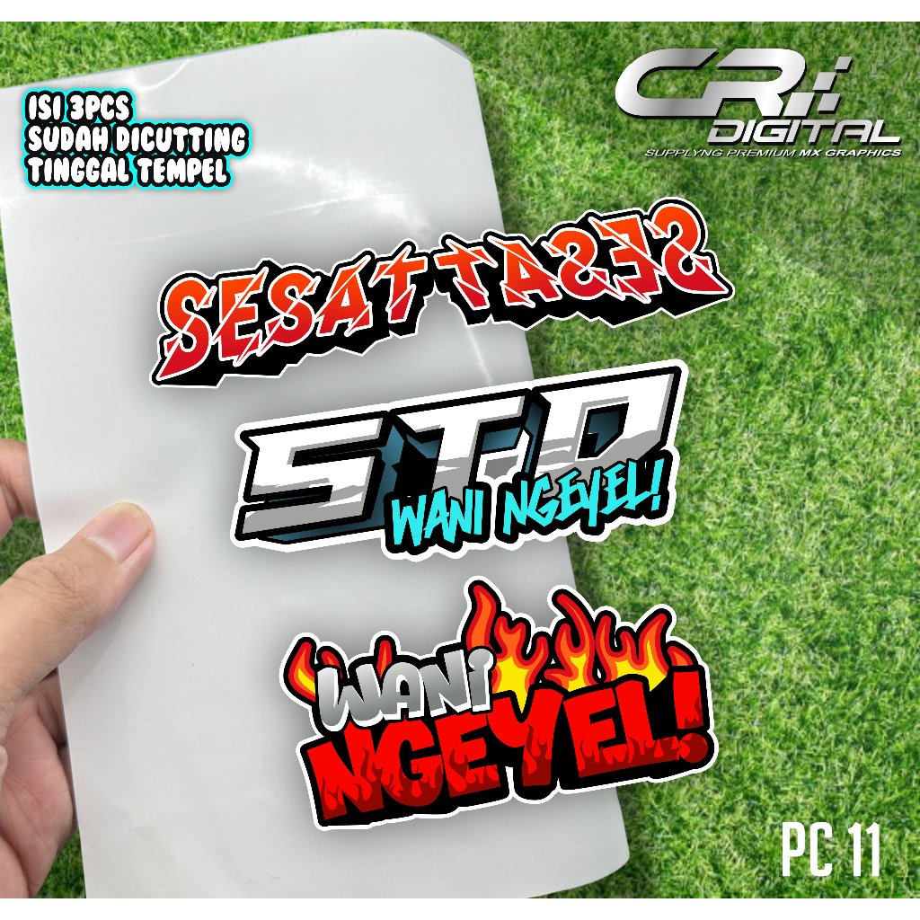 

Sticker isi 3pcs Udah Di potong Sticker SESAT , STD WANI NGEYEL VIRAL TERBARU PC11