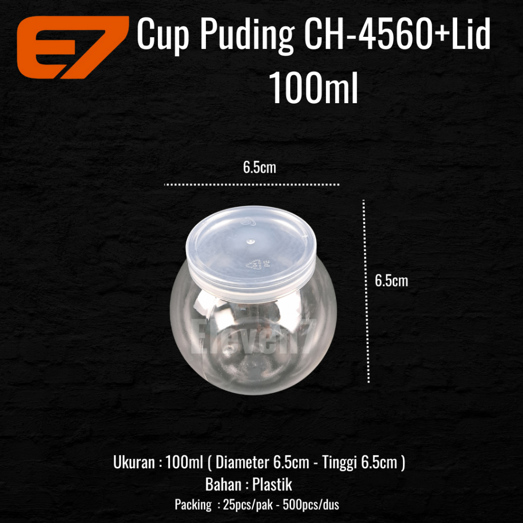 Cup Pudding CH-4560 + Lid - Dessert Cup, Botol Dessert, Cup