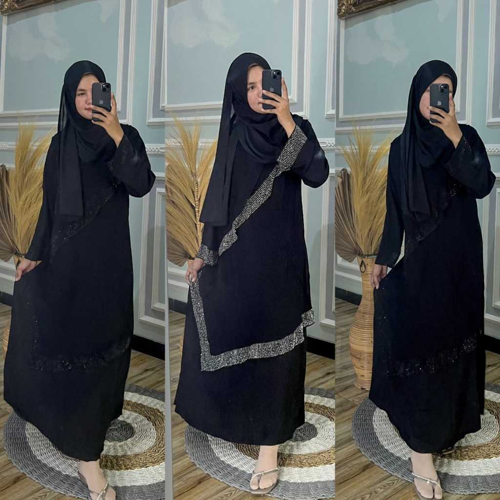 Murah abaya huda swaroski  promo gamis turkey sudi -jubah polos anak dan dewasa-dress terbaru dan ke