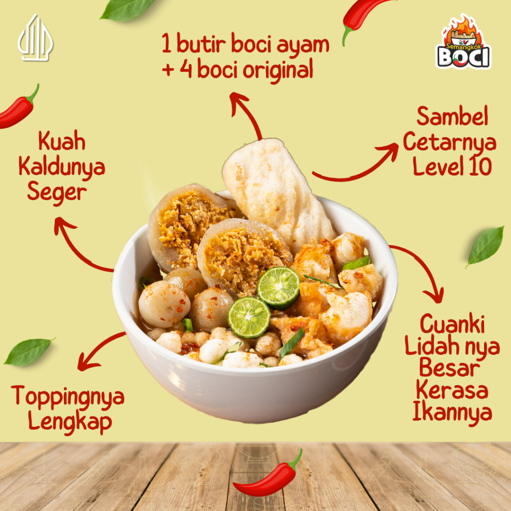 

Bundling 10 ( 5 boci ayam suwir 5 boci ori) Semangkok Boci