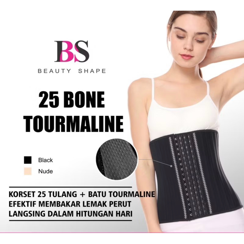 Korset tulang pembakar lemak 25 batu tourmaline warna Nude Preloved