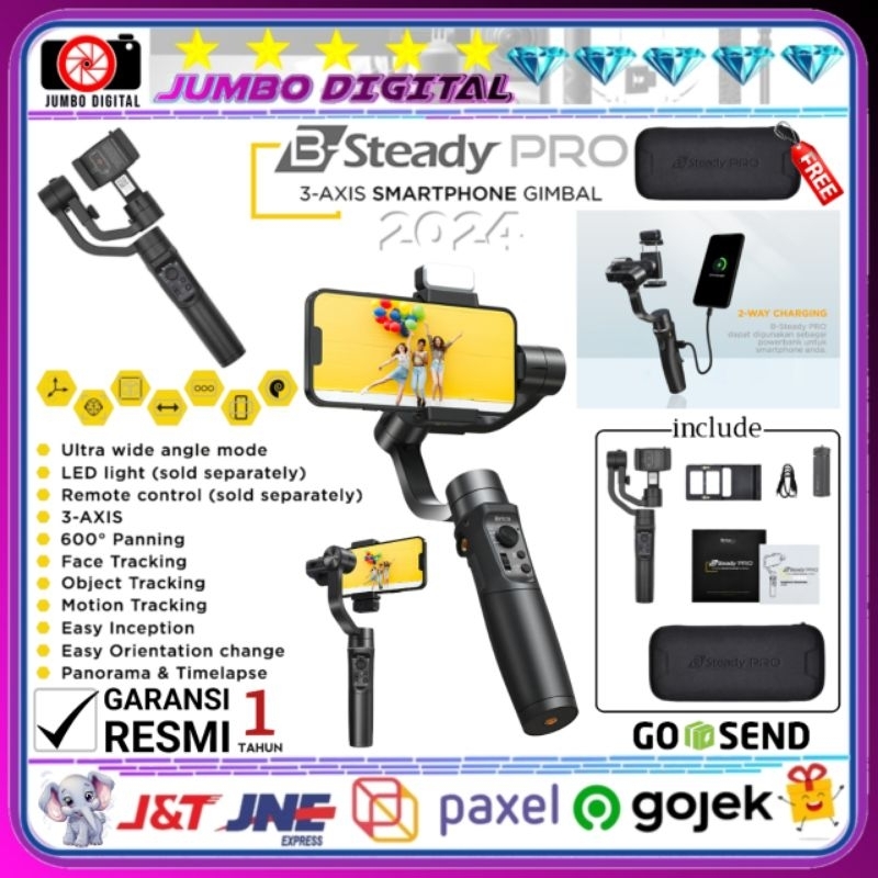 Brica BSteady PRO 3Axis 2024 SteadyPro Stabilizer B Steady Gimbal Smartphone