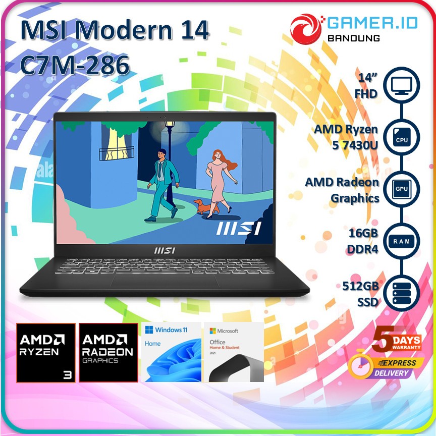 MSI MODERN 14 C7M RYZEN 5 7430U 16GB 512GB 14" FHD IPS