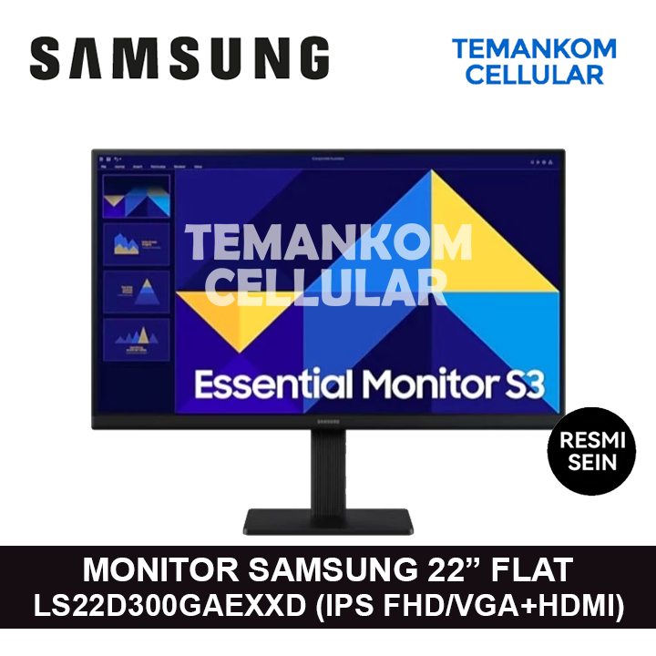 Monitor Samsung 22" Flat Desktop Monitor LS22D300GAEXXD LED IPS FHD VGA HDMI Port 22 inch Garansi RE