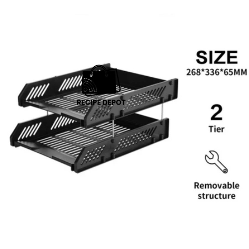 

Rak Rack File Box Keranjang Kranjang Susun 2 Tingkat Penyimpan Kertas Dokumen Organizer Meja Kantor Minimalis