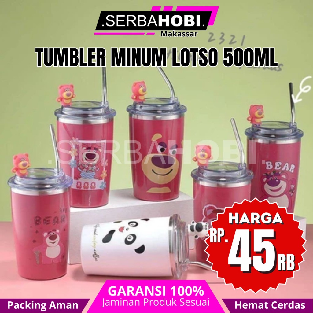 Tumbler Minum Lotso 500ML Strawberry Bear / Tumbler Viral Lotso