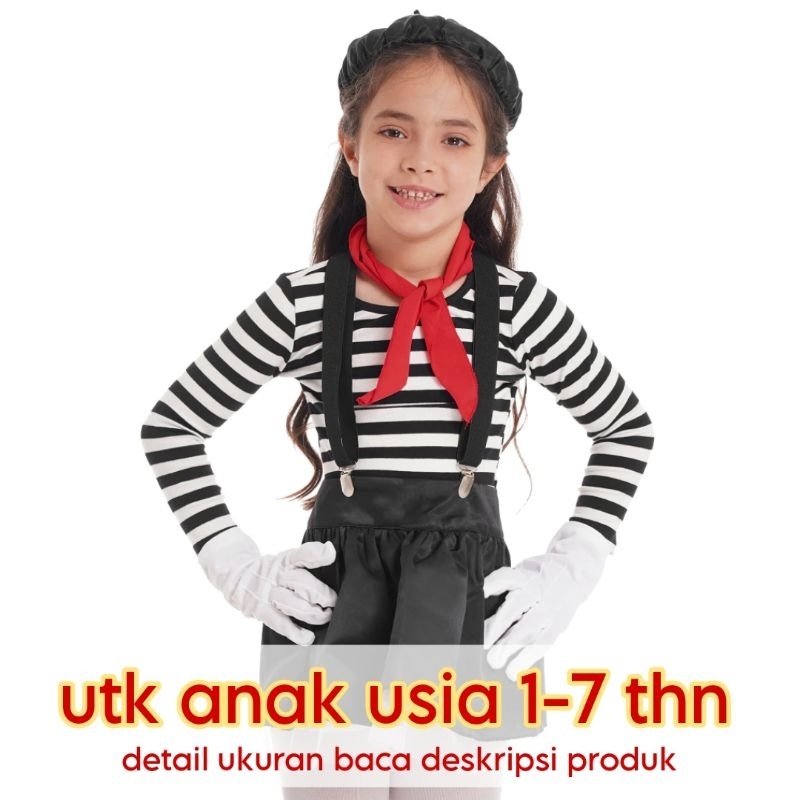 Kaos Pantomim Anak Tshirt Salur Cotton CVC 30s Stripe Garis-Garis Hitam Putih Lengan Panjang Pendek