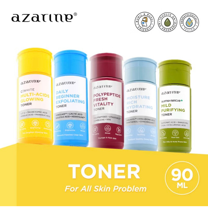 [Flash Sale] NEW SEGEL exp 2028 Azarine Toner for All Skin Types untuk kulit Kusam Kombinasi Anti Ag