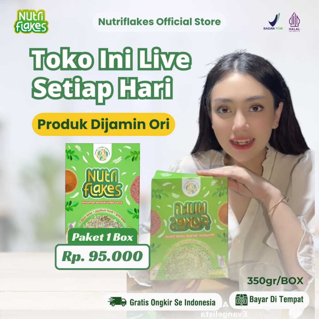 

Nutriflakes Sereal Umbi Garut Asam Lambung Maag Official 1 Box
