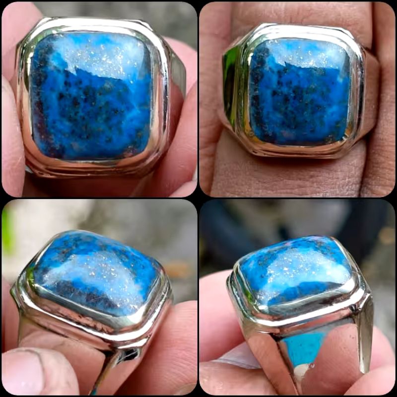 Natural Lapis Lajuli - Lazuli Serat Emas - Shape Kotak Kantoran - NTD